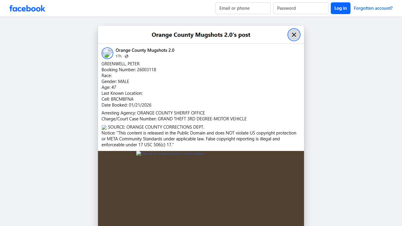 GREENWELL, PETER Booking... - Orange County Mugshots 2.0 Facebook